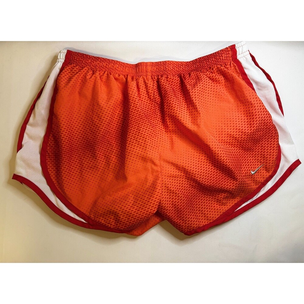 Nike Women's Large Tempo Running Shorts Dri-FIT Orange Digital Dot Print White